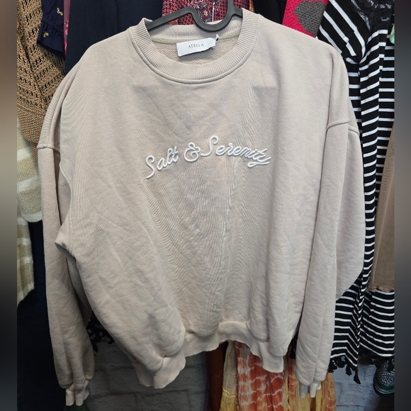 NWOT Atella Beige Sweatshirt Salt & Serenity Size M - Picture 4 of 4